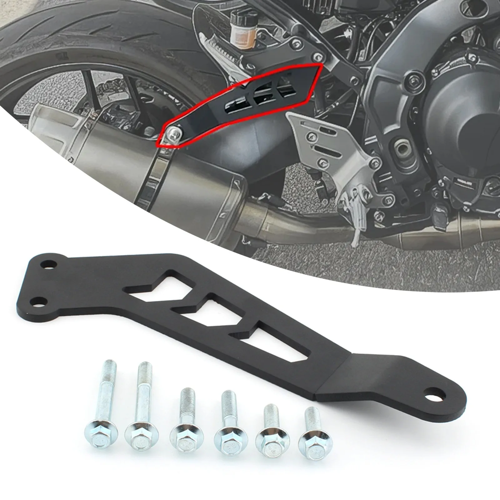 Фото Кронштейн для выхлопной трубы мотоцикла, черный, для Yamaha MT-09 MT-09SP FZ09 2021-2023, кронштейн глушителя №2