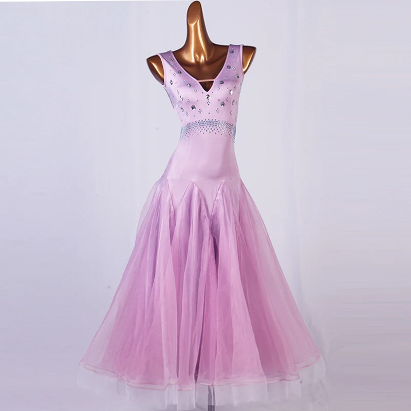 

Adult Ballroom Competition Dance Dresses Lady's Purple High Quality Dance Skirt Tango Waltz Ballroom Dancing Dress Women