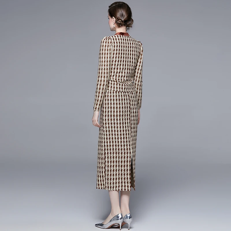 Женский твидовый костюм с юбкой маленькая Яркая модная Осенняя однобортная