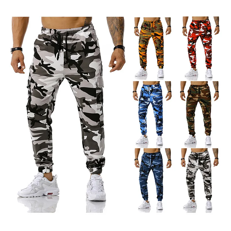 

New Men's Loose Baggy Casual Patchwork Camouflage Jogging Outdoor Sports Pants Football Training Fitness Homme Cargo Trousers