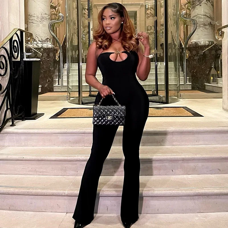 

Женский Облегающий комбинезон без рукавов, с открытой спиной