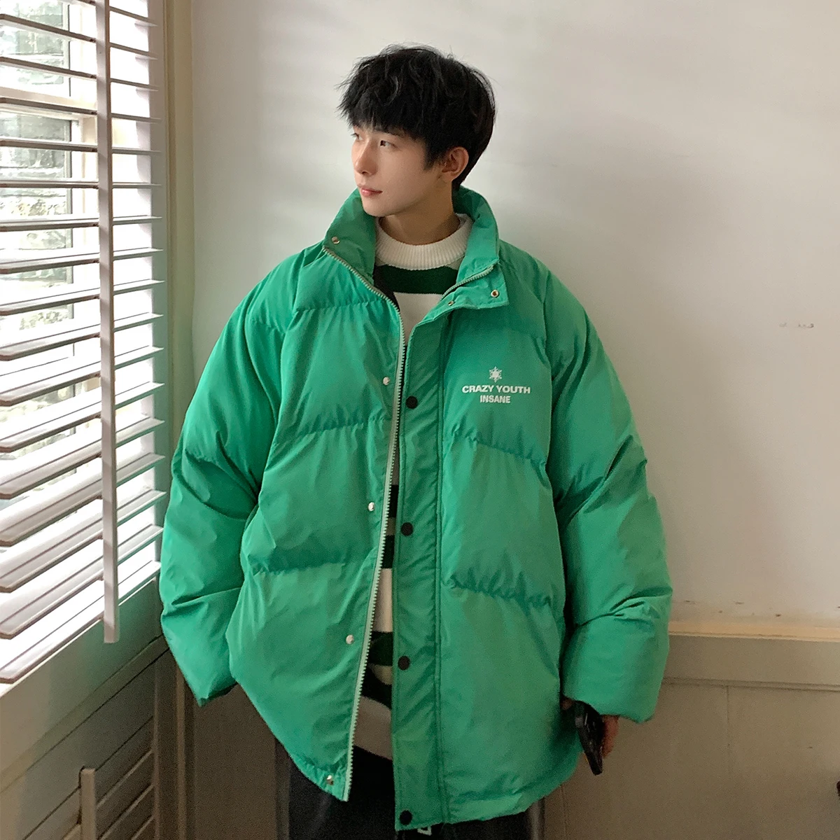 

Letter Print Puffer Jackets Men Winter Thick Warm Clothes Teenage Oversized Soft Bubble Coats Padded Parkas Plus Size Streetwear