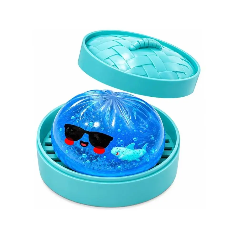 Фото Мягкие сжимаемые игрушки-антистресс Slow Resilience Glitter Shark Dumplings Squishy Fidget Squeeze в форме пельменей с пароваркой для сжимания №5
