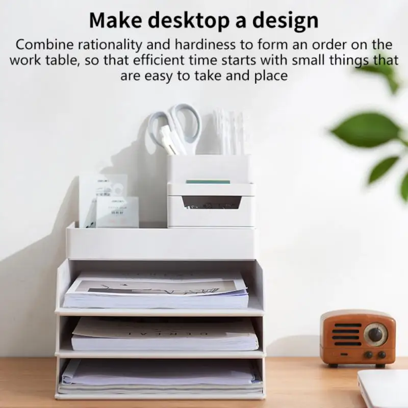 

Пластиковый ящик для хранения Esktop A4, многофункциональная канцелярская стойка, настольный помощник, корзина для хранения файлов, школьные и офисные принадлежности