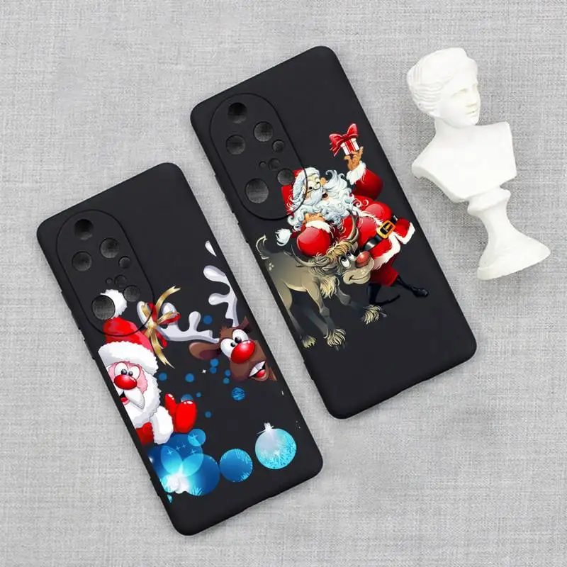 

Merry Christmas Snow Elk Phone Case For Huawei P20 P30 P40 P50 Lite E P Mate 50 40 30 20 Pro Soft Cover