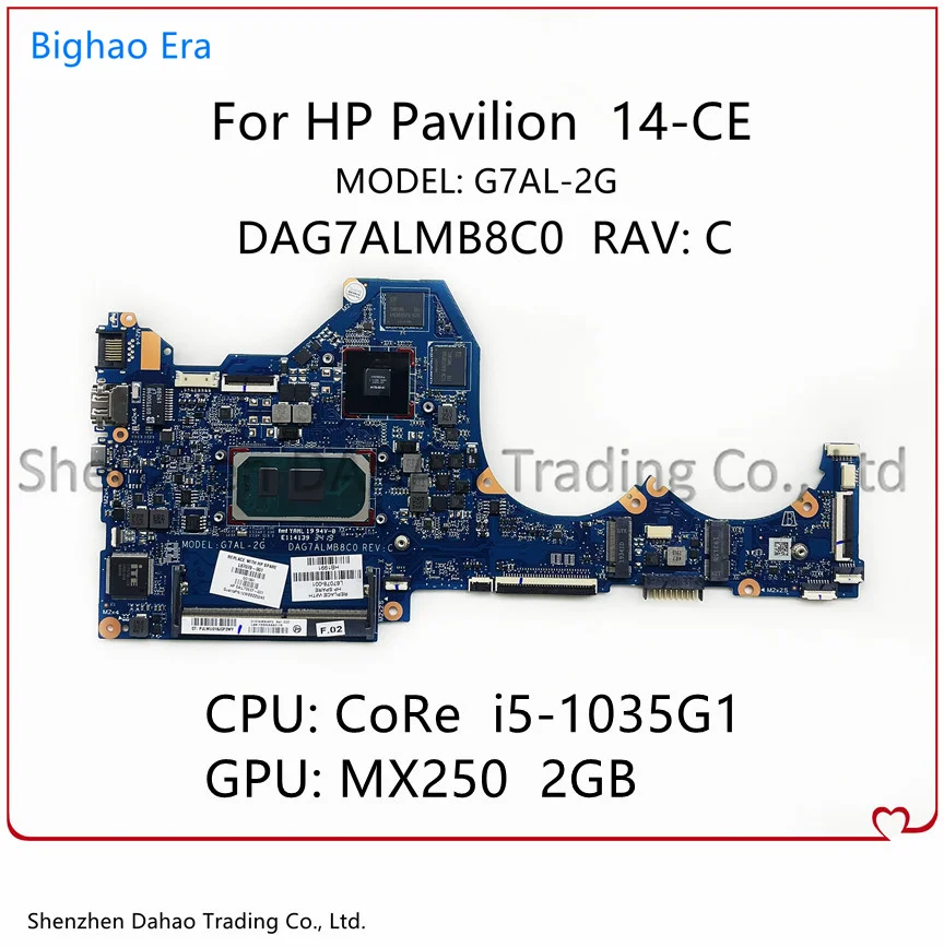 

For HP Pavilion 14-CE 14-CE3000TX Laptop Motherboard With i5-1035G1 CPU MX250 2G-GPU L67078-001 L67078-601 DAG7ALMB8C0 Mainboard