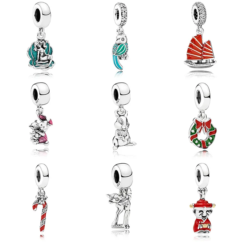 

Silver Color Beads Parrot Sailboat Squirrel Glaze Pendants Bead For Original Pandora Charm Bracelets & Bangles Jewelry