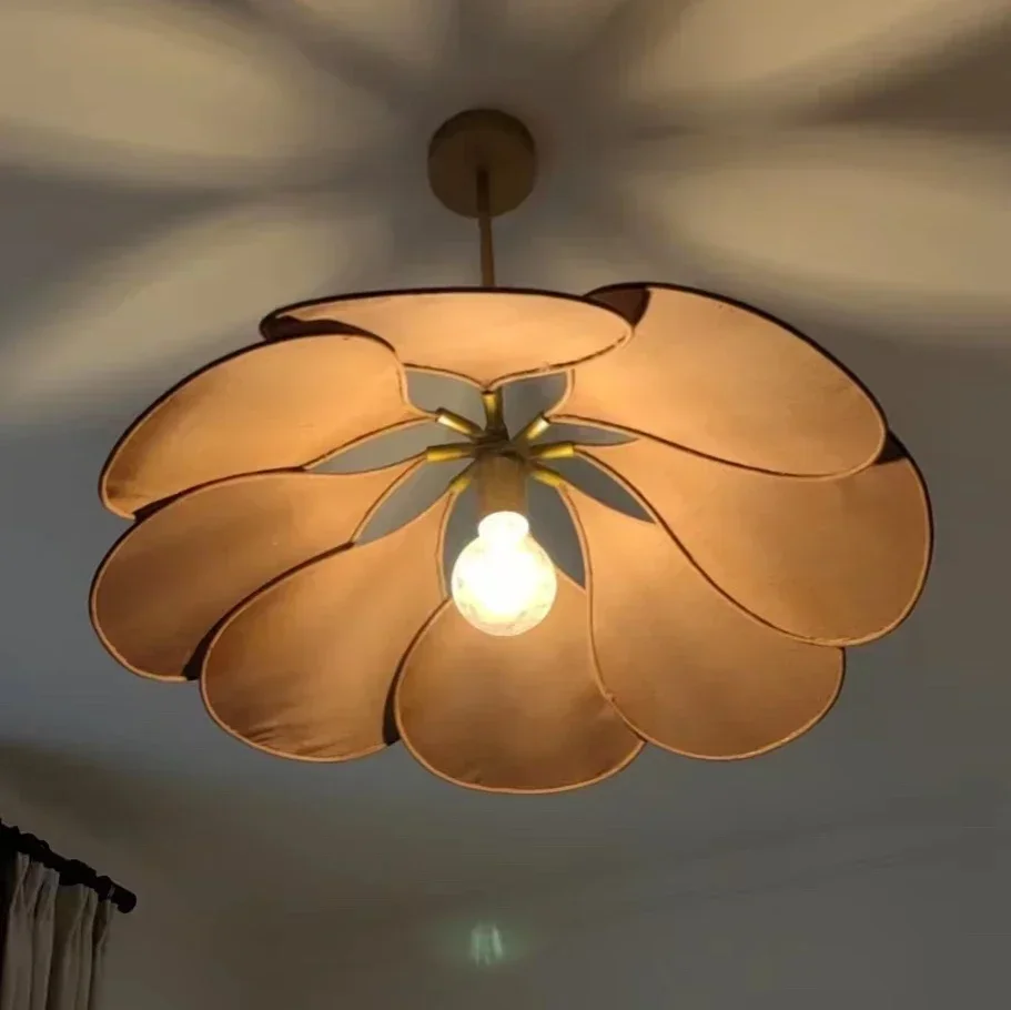 Wabi Sabi Cloth E27 Pendant Lamp Colorful Hanging Chandelier Light Fixture for Bedroom Stairs Dining Room Bar