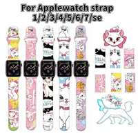 disney cartoon marie cat for apple watch strap iwatch765432se printing replacement watch bands 38mm 42mm 45mm gifts