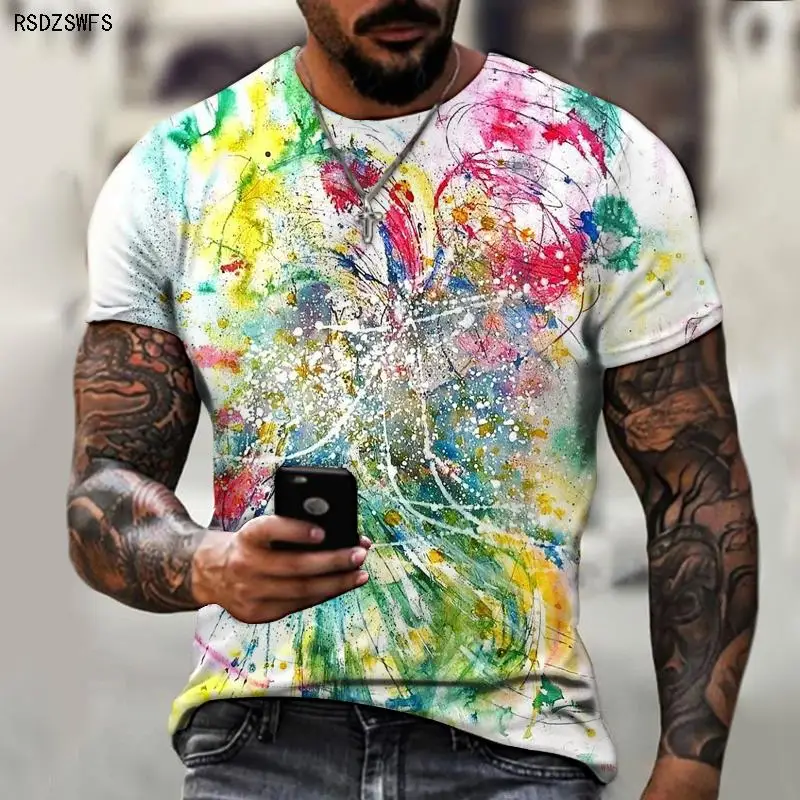 

Trendy men's clothing Fashion leisure sports brand Painted tie-dye retro Harajuku street o-neck men's summer T-shirt xxs-5XL