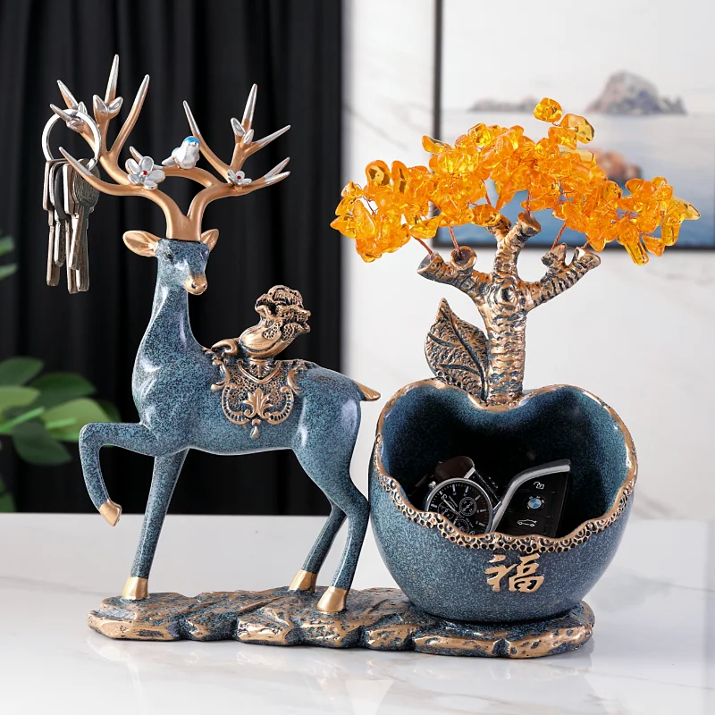 Nordic Style Elk Tray Storage Ornament Home Table Decoration Entryway Shoe Cabinet Key Storage Box Crafts Gift