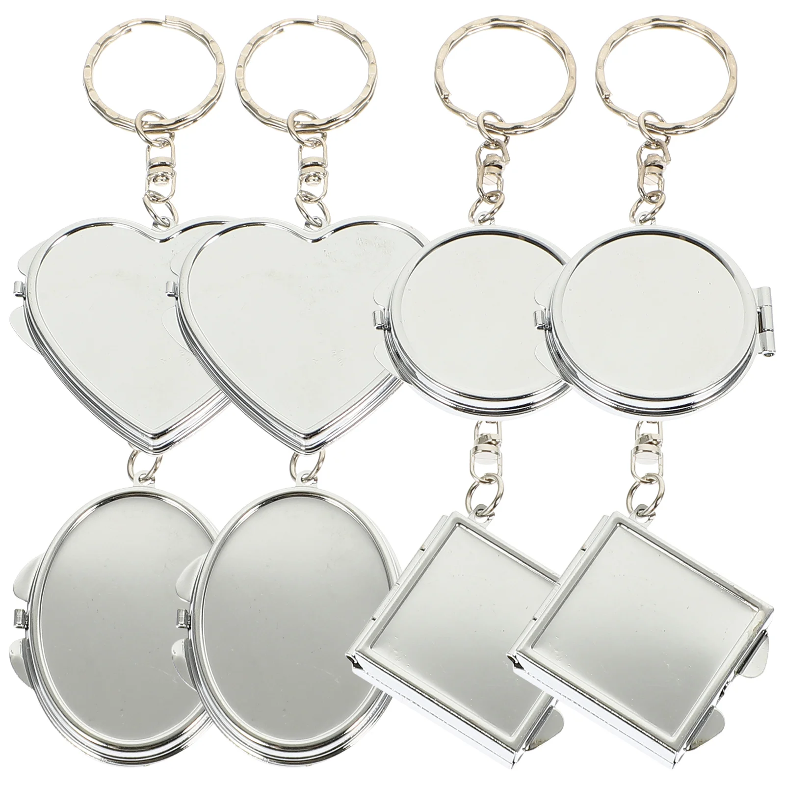 

Mirror Pendant Keychain Key Keyring Mini Metal Folding Keyrings Bag Goodie Portable Heart Rings Handbag Car Backpack Diy Holder