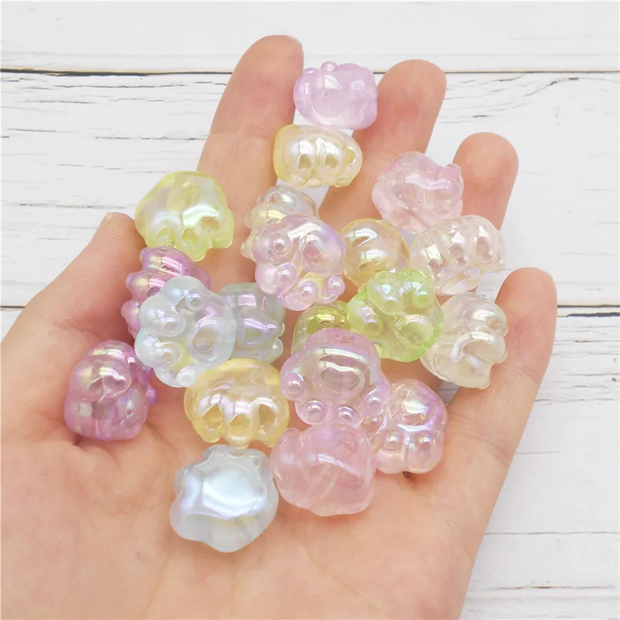 

20PCS Acrylic Cat Dog Paw Beads Mixed Color Translucent Spacer Loose Beads For DIY Bracelet Necklace Jewelry Handmade Accessory