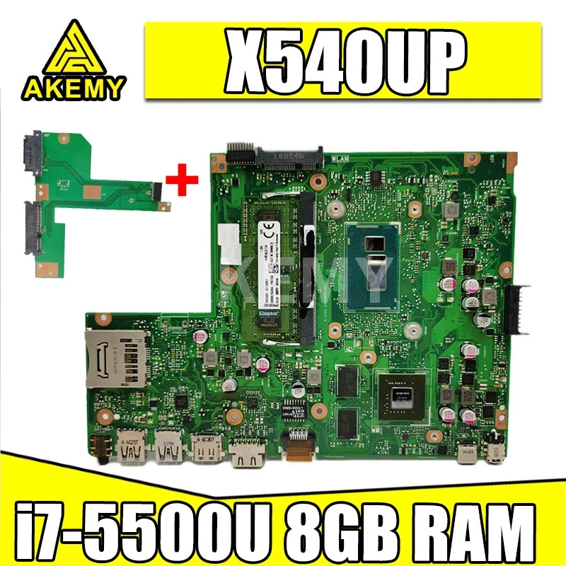 

Материнская плата Akemy для ноутбука X540UP X540U A540U R504U, материнская плата со i7-5500U 8 ГБ ОЗУ DDR3 GT920M GPU, Бесплатная плата HDD