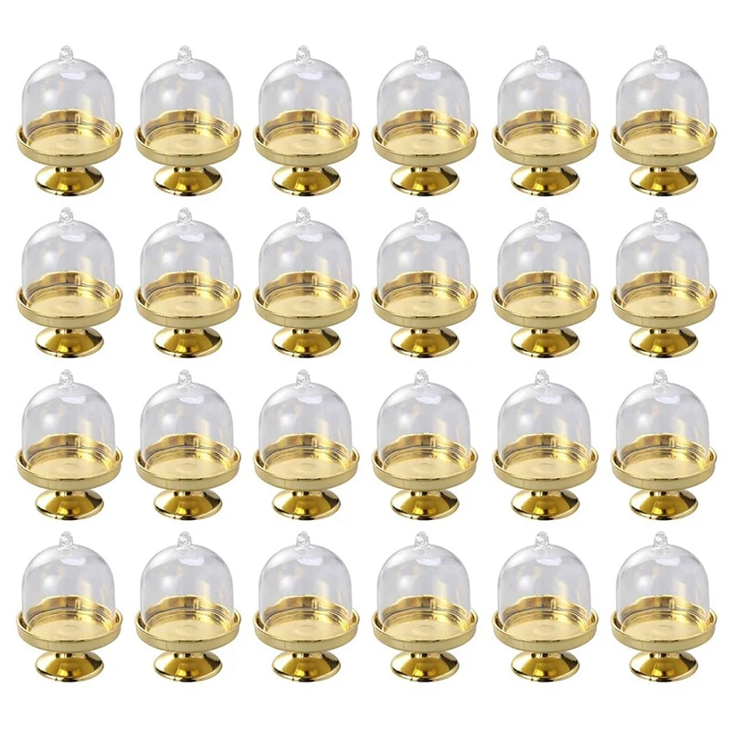 

Golden Mini Cake Stand-Mini Cake Pan with Stand and Dome Cover, 24 Single Cup Cake Stand Mini Dessert Pan