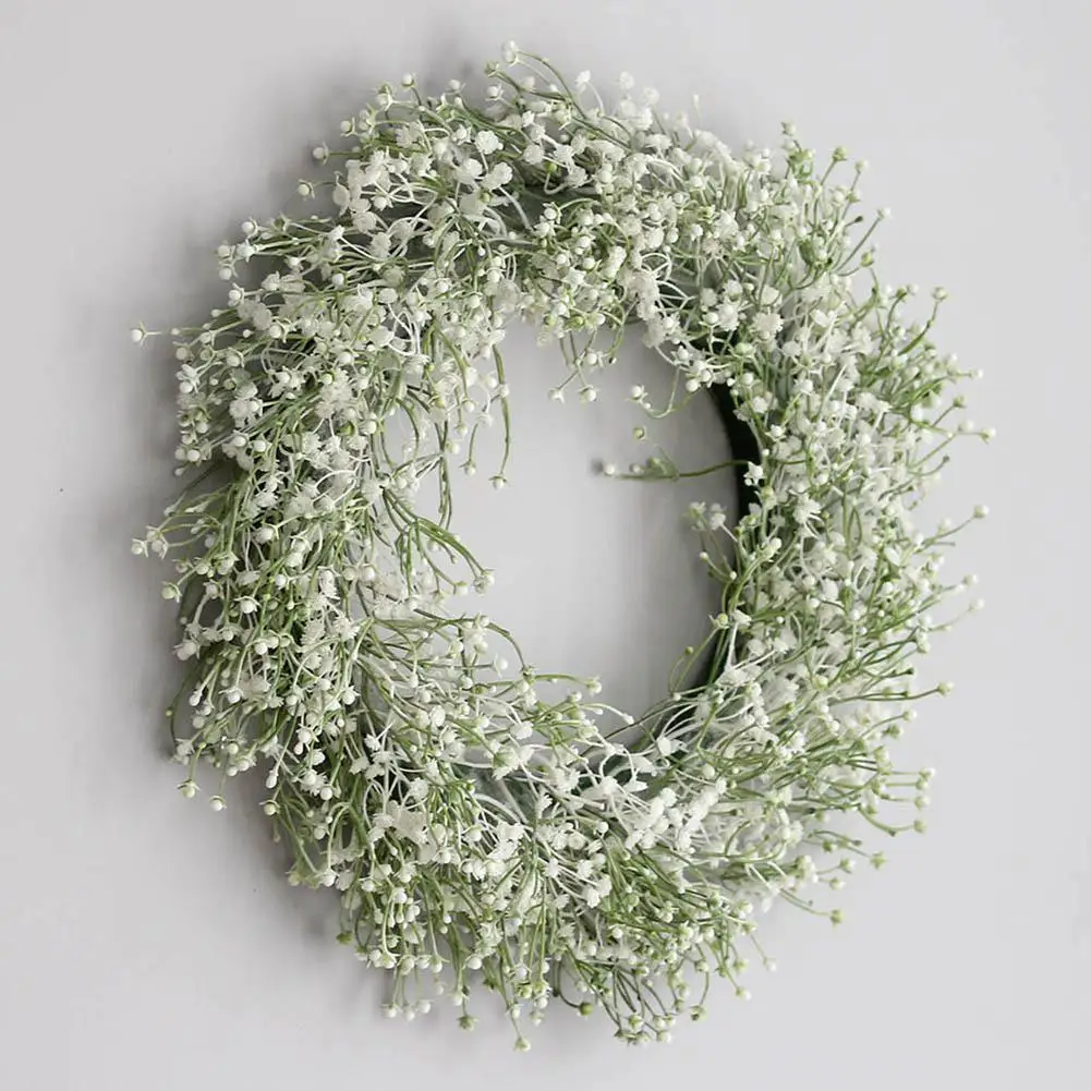 

Artificial Babysbreath Wreath Garland For Wedding Decoration Home Party DIY Wall Hanging Front Door Decoration 40cm I6J7