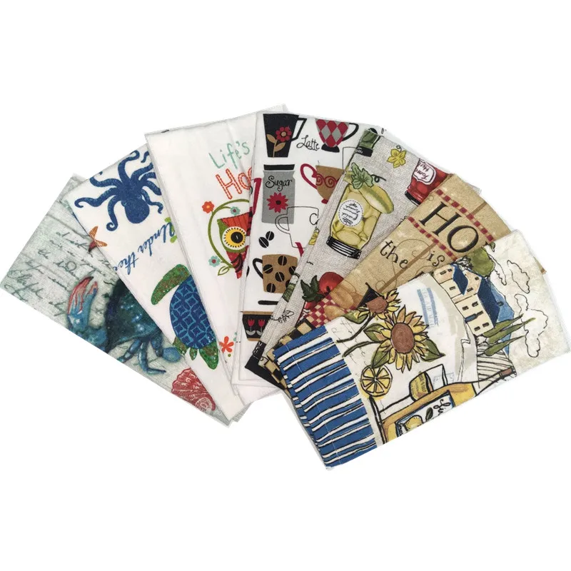 

5Pcs 41x64cm Cotton Tea Towel Dish Cleaning Cloth Colorful Printed Napkins Kitchen Dishcloth Party Gift
