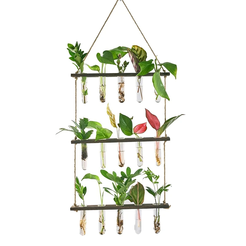 

3 Tiered Hanging Plant Propagation Stations Plant Terrarium,Test Tube Flower Vases Retro Glass Planter Propagator