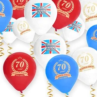 2050pcs 2022 union jack 70th anniversary red blue white plastic balloons celebration party decorations reusable balloons