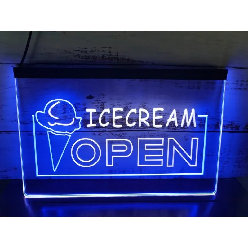 

Open Ice-cream Icecream Ice cream Ads Dual Color LED Neon Sign