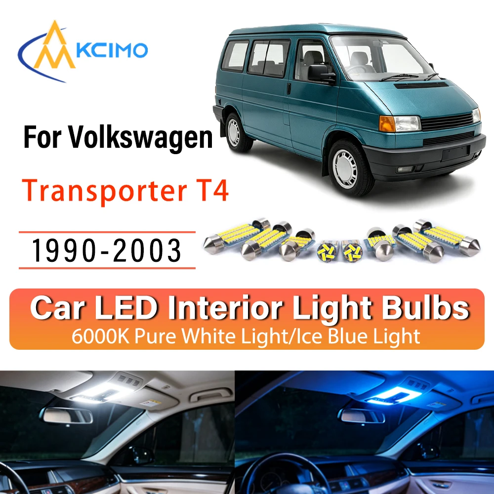 Фото Суперяркие светодиодные внутренние светильники для Volkswagen Transporter T4 1990-2003, качественные, простые в установке, синий свет, комплект белого света №1