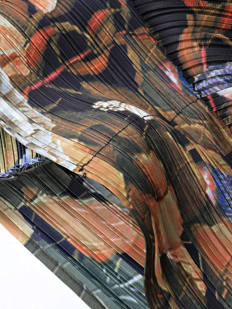 Женский плиссированный тренчкот LANMREM Длинный свободный контрастных цветов с