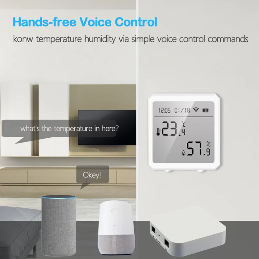 

Temperature Humidity Sensor Wireless Adjustable Digital Display Desktop Thermometer Portable Household Hygrometer
