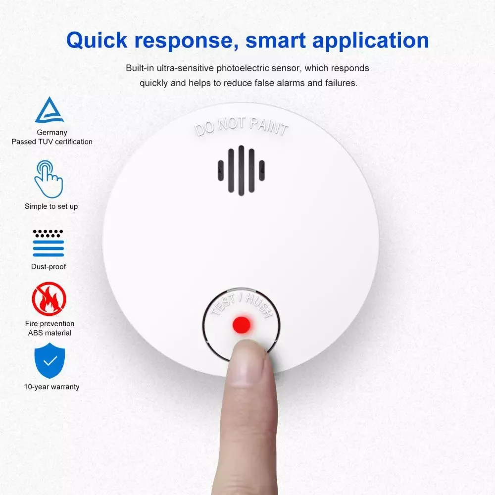 

Smoke Alarm Detector Voice Warm Fire Sensor Smart Home Security Protection High Sensitive Built-in Lithium Smart Life