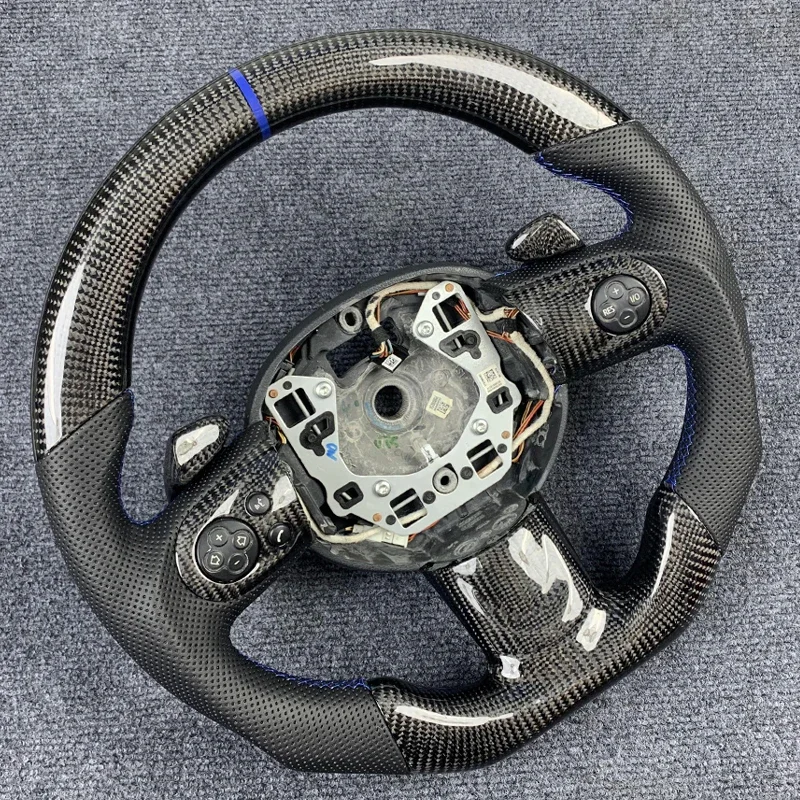 Фото Для MINI Cooper S R56 R58 R57 R61 R59 JCW руль из углеродного волокна перфорированная кожа на заказ №2