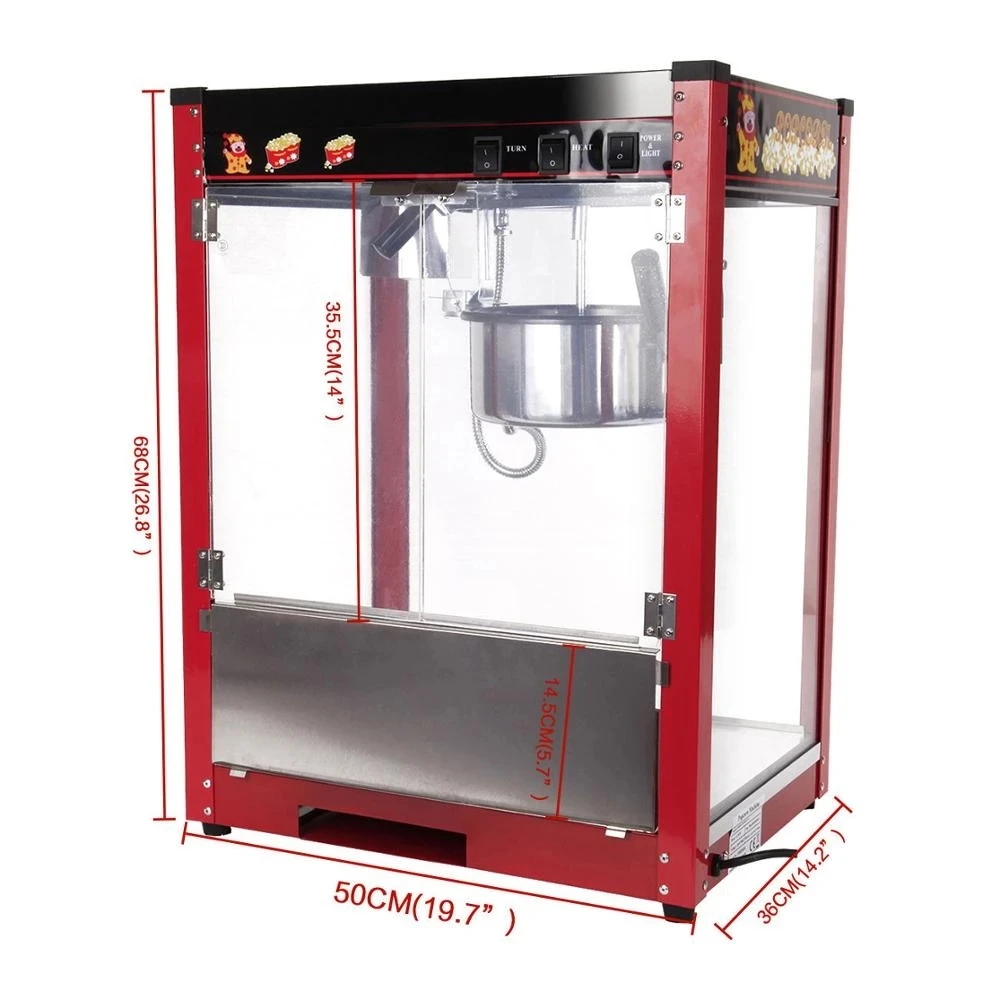 

Easy Move CE Approved 8oz Tempered Glass Commercial Electric Factory Popcorn Machine Industrial