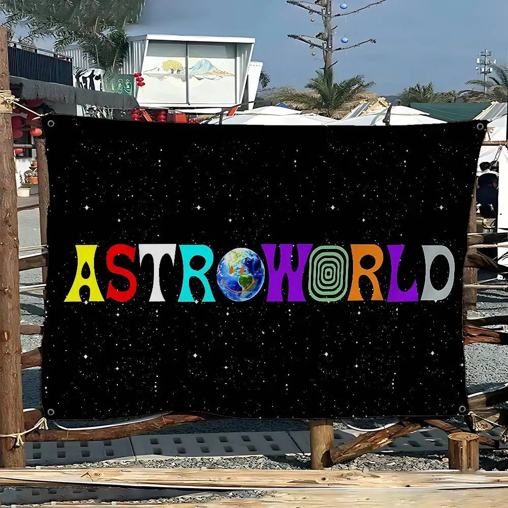 Фото Баннер с принтом Трэвиса Скотта Astroworld: большой флаг для декора комнаты в стиле научной фантастики, украшение для дома №1