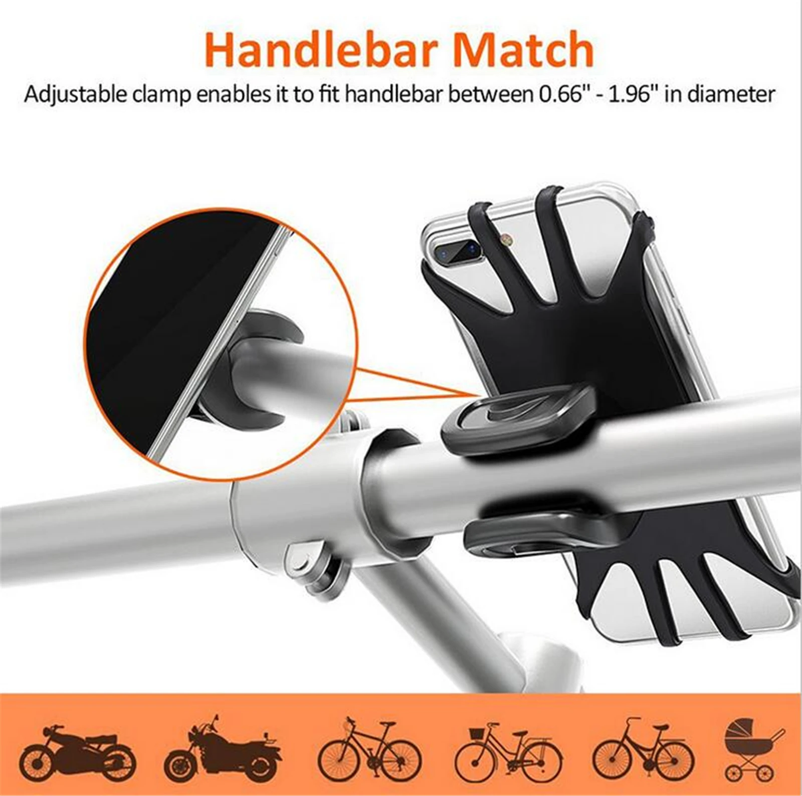 

Universal Bicycle Mobile Phone Holder Rotating Silicone Bicycle Phone Holder Motorcycle Handlebar Holder