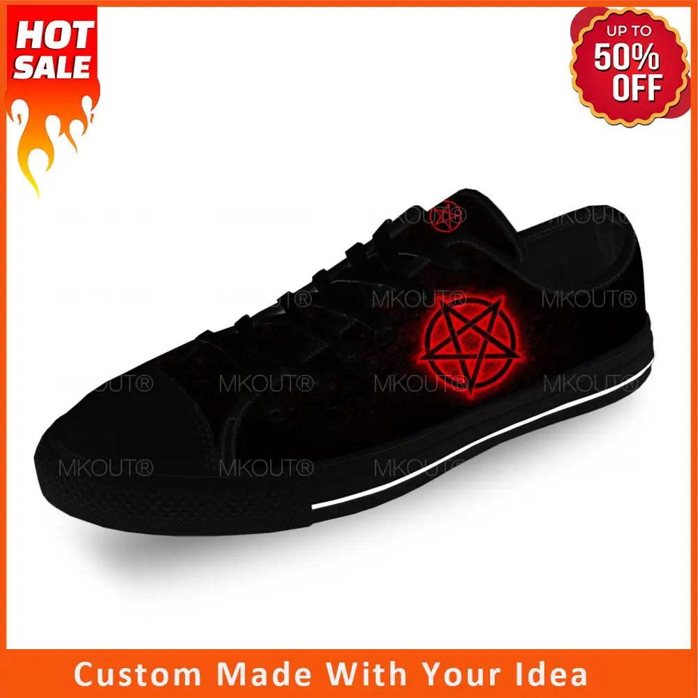 

Hot Pentagram Gothic Demon Satan Satanic Casual Cloth 3D Print Low Top Canvas Shoes Men Women Lightweight Breathable Sneakers