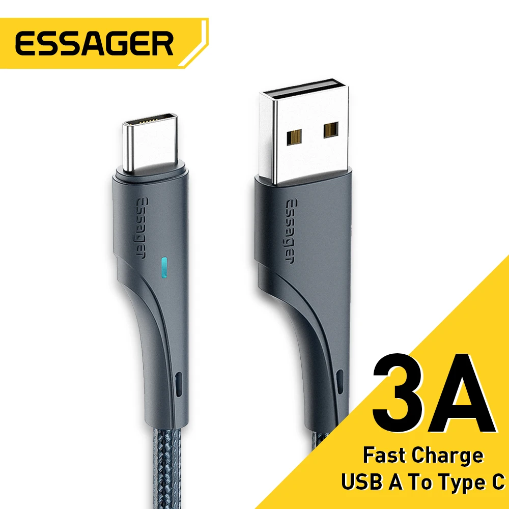 Essager USB Type C Cable 3A Fast Charger for Xiaomi Redmi Samsung Huawei USB C CableC Date Wire Mobile Phone Charging Cable Cord