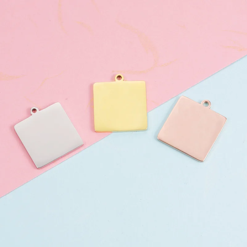 5 шт. Квадратные Зеркальные подвески из нержавеющей стали 10/18 мм