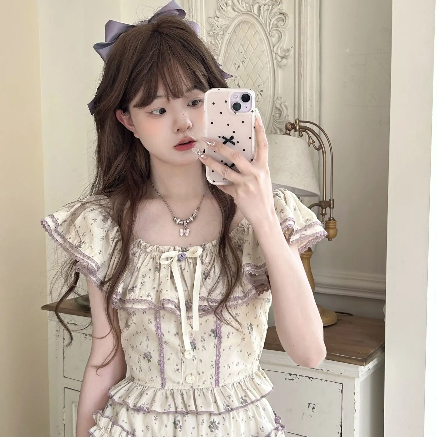 Комплект из двух предметов Женский изящный Приталенный топ с коротким рукавом и