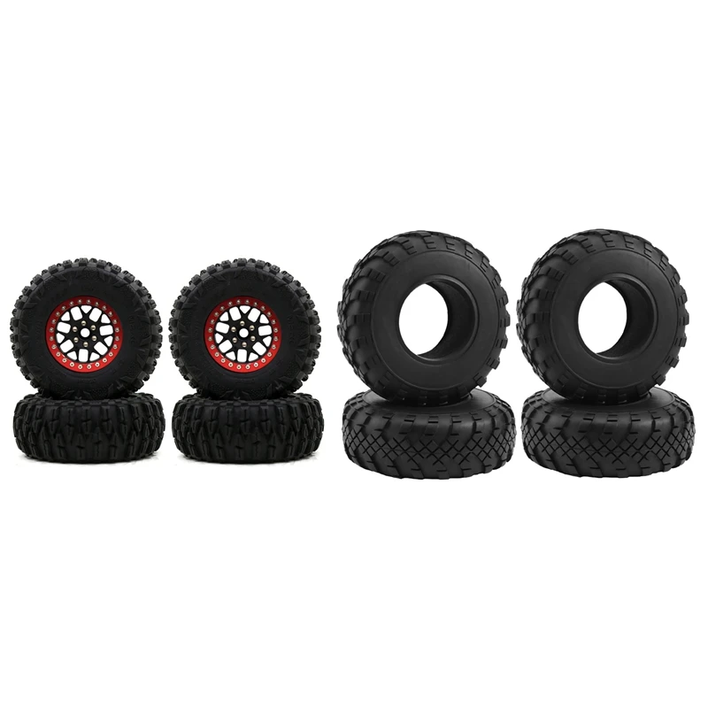 

4PCS 1.9 Rubber Wheel Tires With 4Pcs 2.2 Beadlock Wheel Rim Tires Set For 1/10 RC Car Axial SCX10 90046 SCX10 III