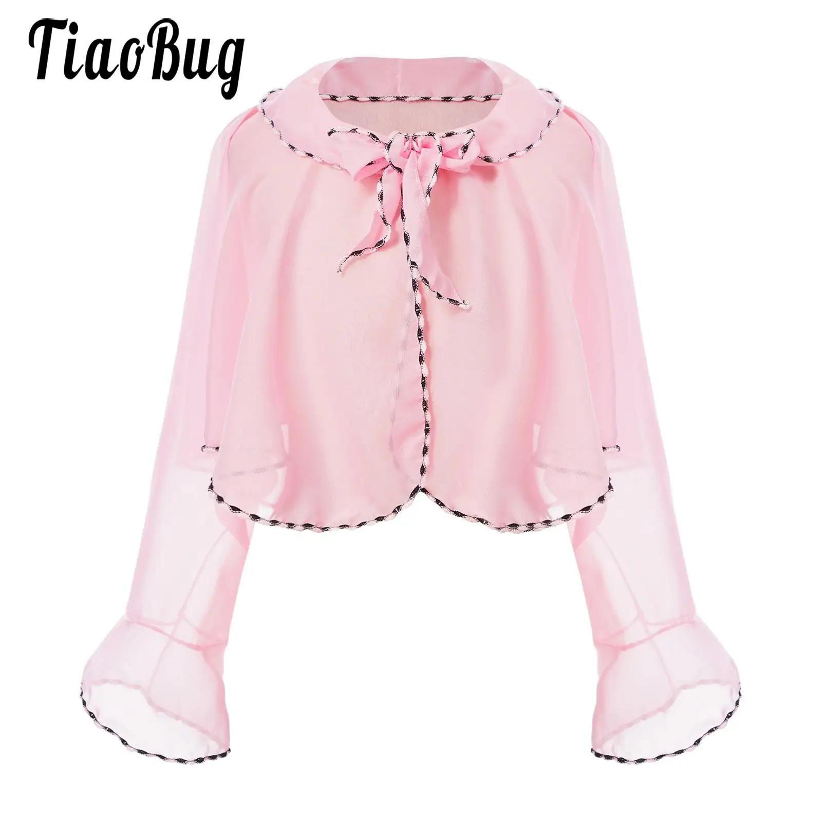 

Шифоновый топ для девочек с защитой от УФ-лучей, супертонкий Кардиган с длинным рукавом и оборками, рубашки для пляжа и занятий спортом на открытом воздухе, на лето