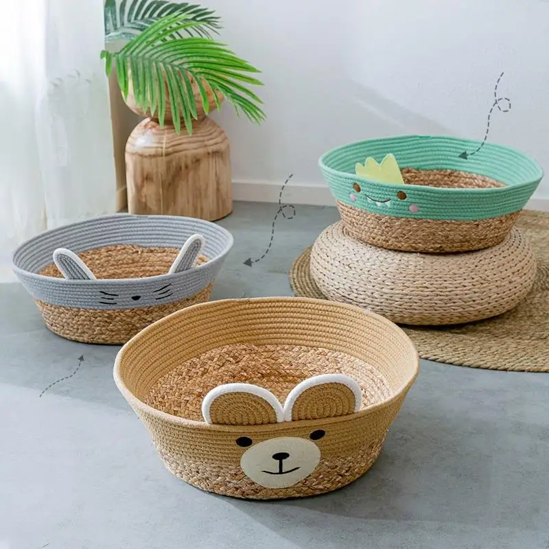 

New Rattan Cat Nest Weaving Basket Nest Four Seasons Universal Straw Knitting Kennel Breathable Pet Nest Cat Summer Cat Bed