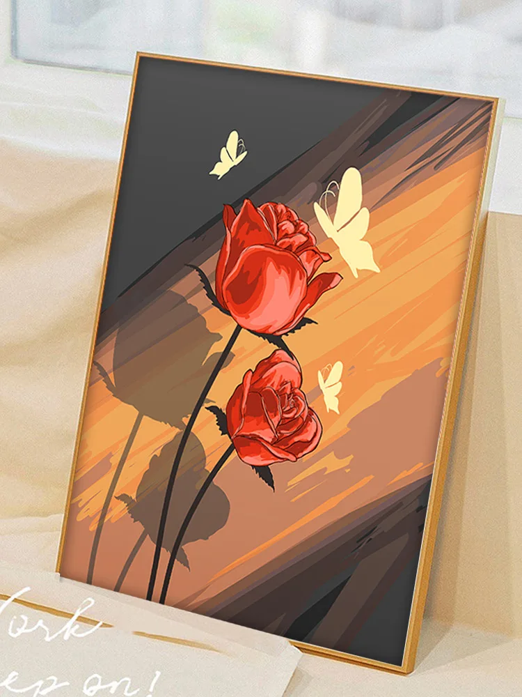 

4144Ann-Tulip diy digital oil painting oil painting acrylic flower painting explosion hand-filled landscape painting
