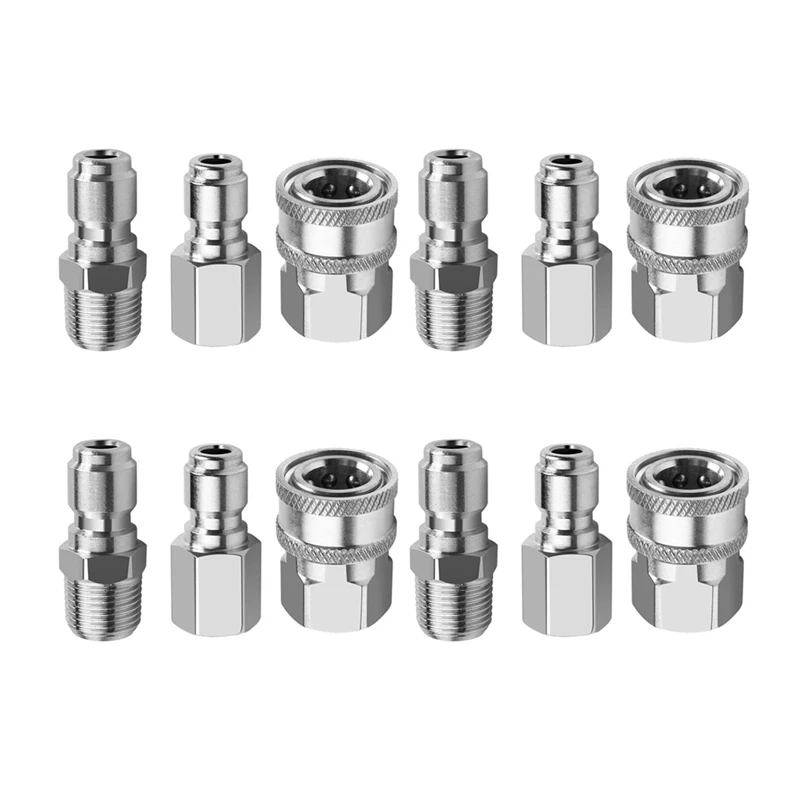 HLZS-4X NPT 3/8 Inch Male And Female Quick Connector Kit And 4 Pieces NPT 3/8 Inch Pressure Washers Quick Connector Plug