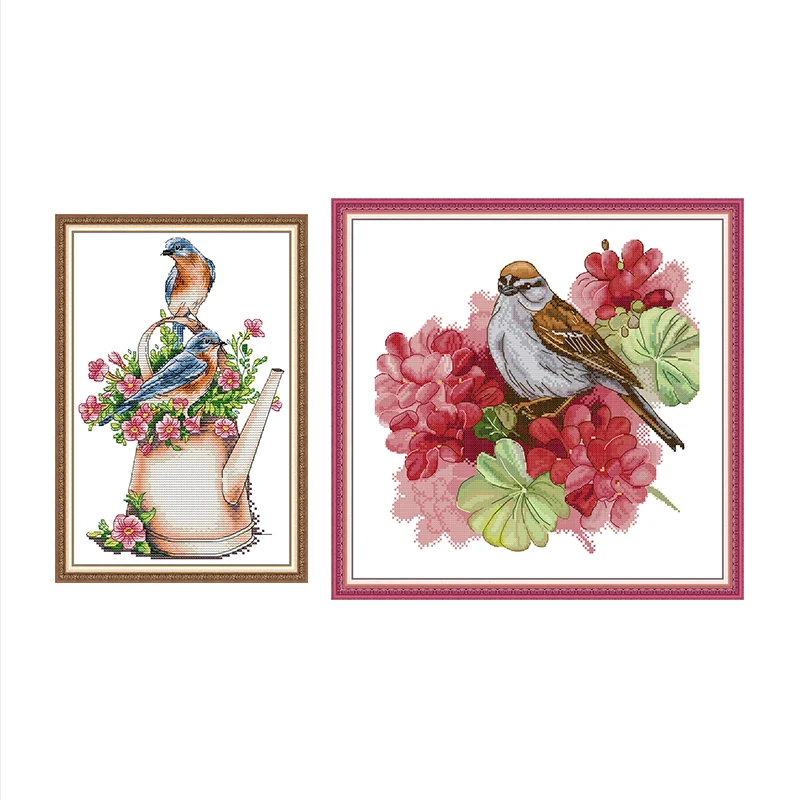 

Flowers And Animals Series Count Print Cross Stitch Aida 14CT 11CT Embroidery Kit DIY Needle and Thread Sewing Kit Home Decor