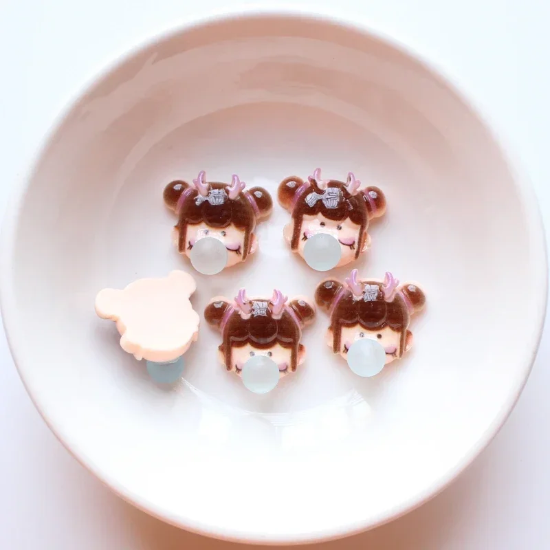 10 шт. Мультяшные пузырьки выдувающая девушка Симпатичные петли с плоской задней