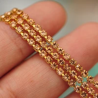 ss681012 10m light peach glass cupchain rhinestones with gold setting base diy jewelry design accessories decorative stones