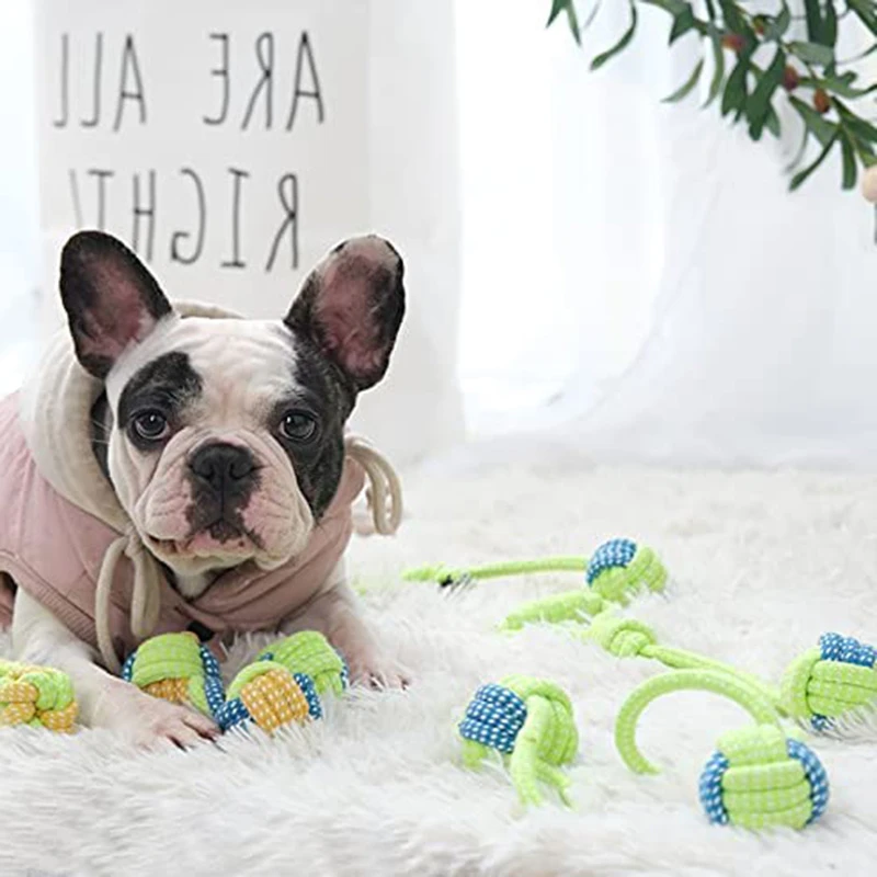 

Pet Dog Toys For Large Small Dogs Toys 8pcs Clean Teeth Cotton Rop Mini Puppy Toys Ball For Dogs Accessories Dog Training Toys