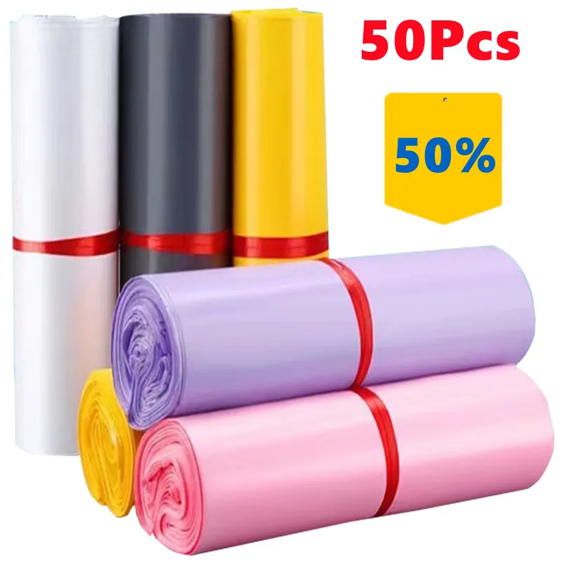

50 Pcs/Pack Courier Bag Multicolor Optional Mail Bag Poly Envelope Garment Courier Bag Delivery Packaging Plastic Courier Bag