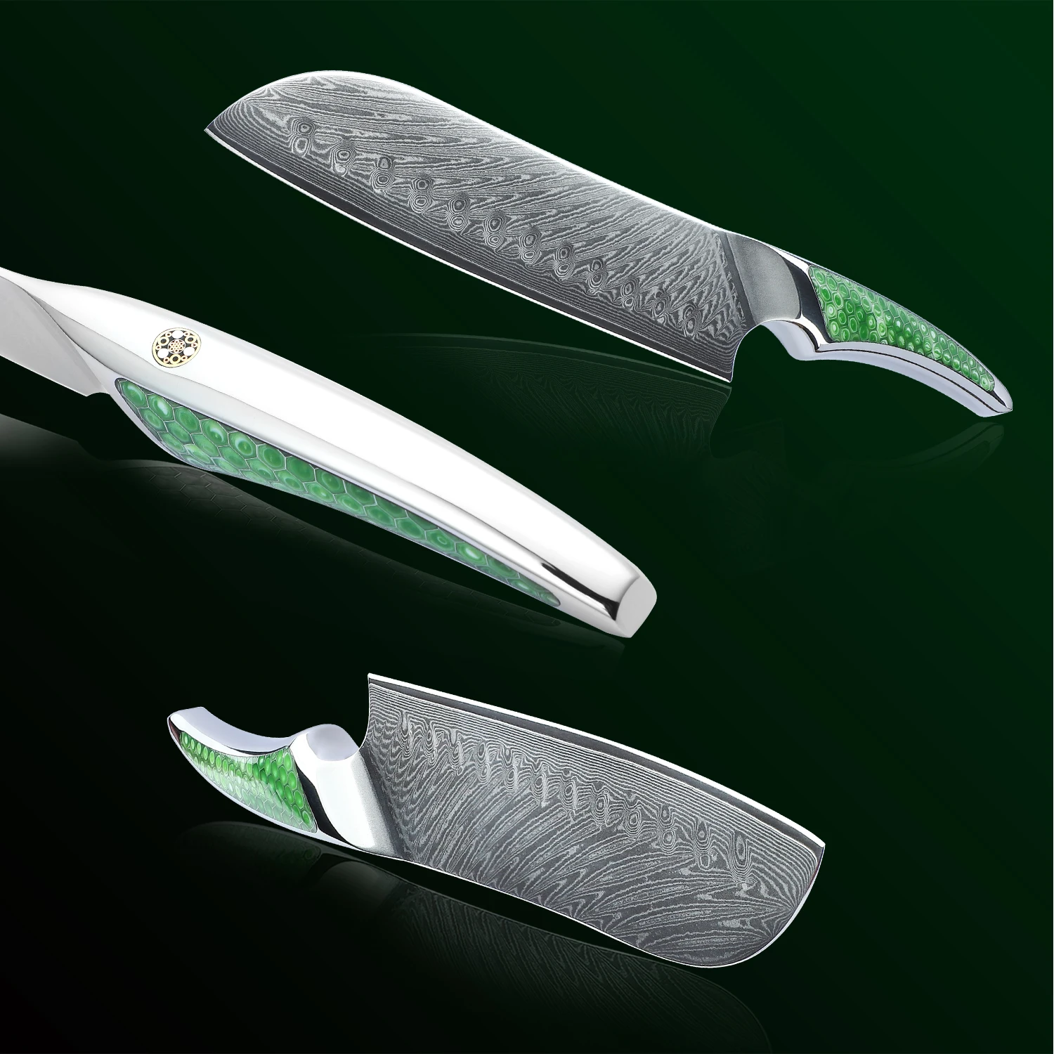 SANMUZUO 7-дюймовый нож сантоку японский шеф-нож из дамасской стали ручка смолы