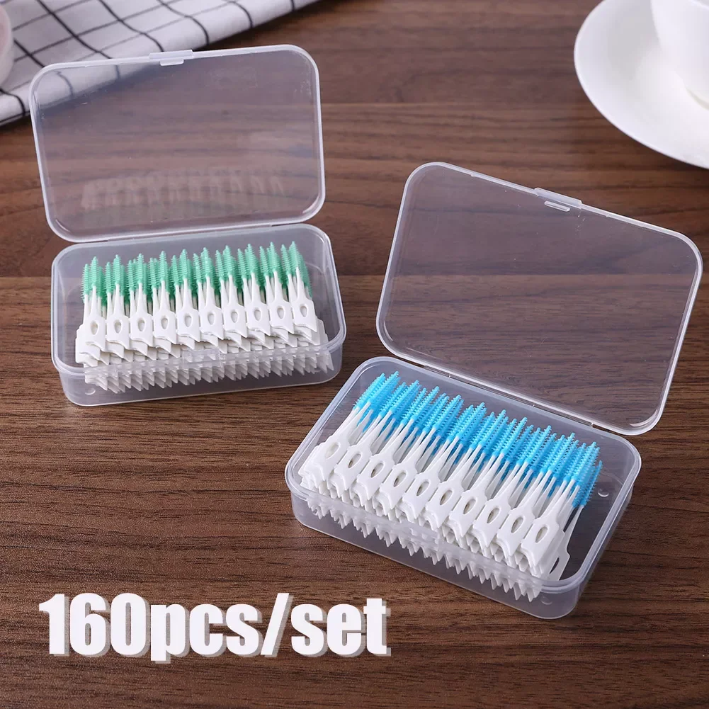 

160pcs/Set Soft Silicone Toothpicks Double-ended Floss Inter Brush Teeth Stick Tooth Picks Clean Oral Care Tool
