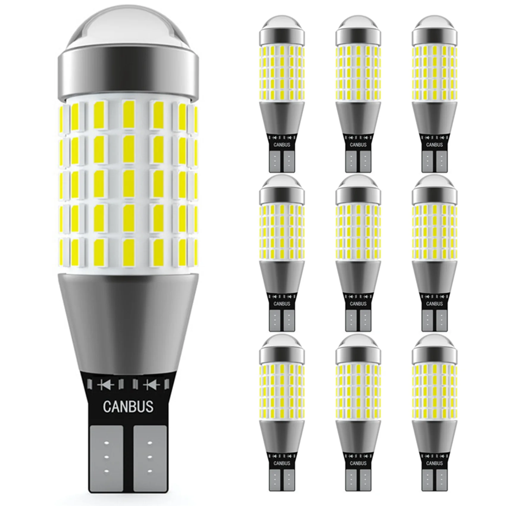 

10Pcs Car Reverse Light LED Bulbs T15 3014 Chips 87SMD 921 W16W Canbus Error Free Super Bright 6000K Backup Taillight