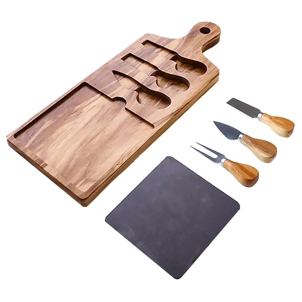 

1 Set 5-Piece Cheese Knives and Board Serving Set with Wooden Board for Home